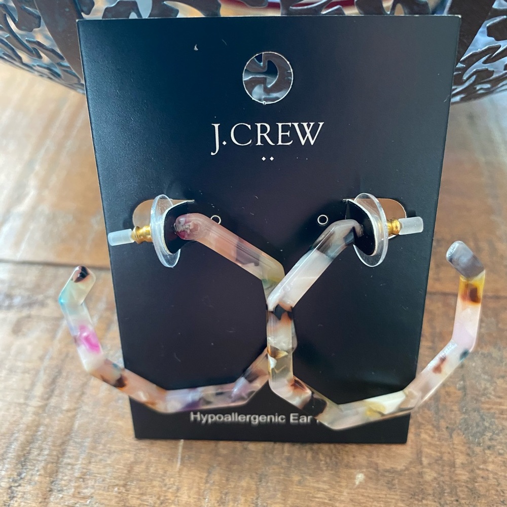 J. Crew Tortoise multi color hexagon earrings. - Picture 5 of 8